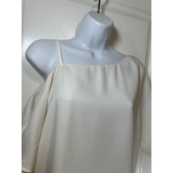 3 for $15 Black Label by Chico, Off-Shoulder White Chiffon Blouse, Chico SZ 0 - Picture 5 of 9